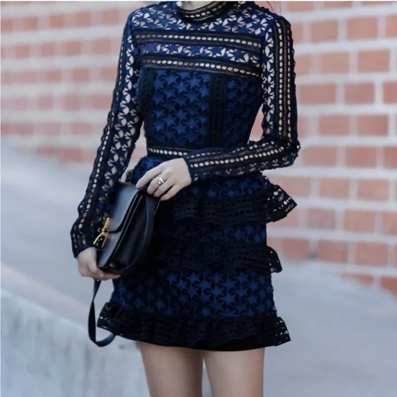 Self-Portrait | Dresses | Nwt Self Portrait Guipure Star Lace Tiered Mini Dress Blueblack | Poshmark Self-Portrait | Dresses | Nwt Self Portrait Guipure Star Lace Tiered Mini Dress Blueblack | Poshmark
